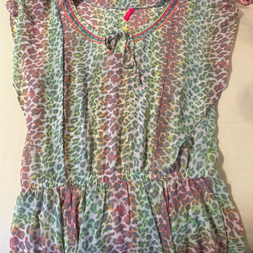 Victoria's Secret Neon Leopard Print Tie-Front Top